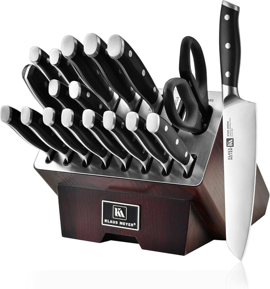 19 Piece High Carbon Exclusive German Steel Knife Block Set (Black)