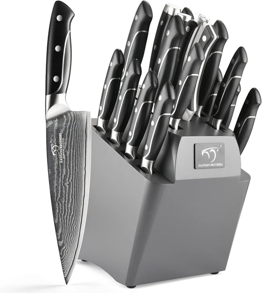 18 Pieces Damascus Kitchen Knife Set, 8 Piece Steak Knives